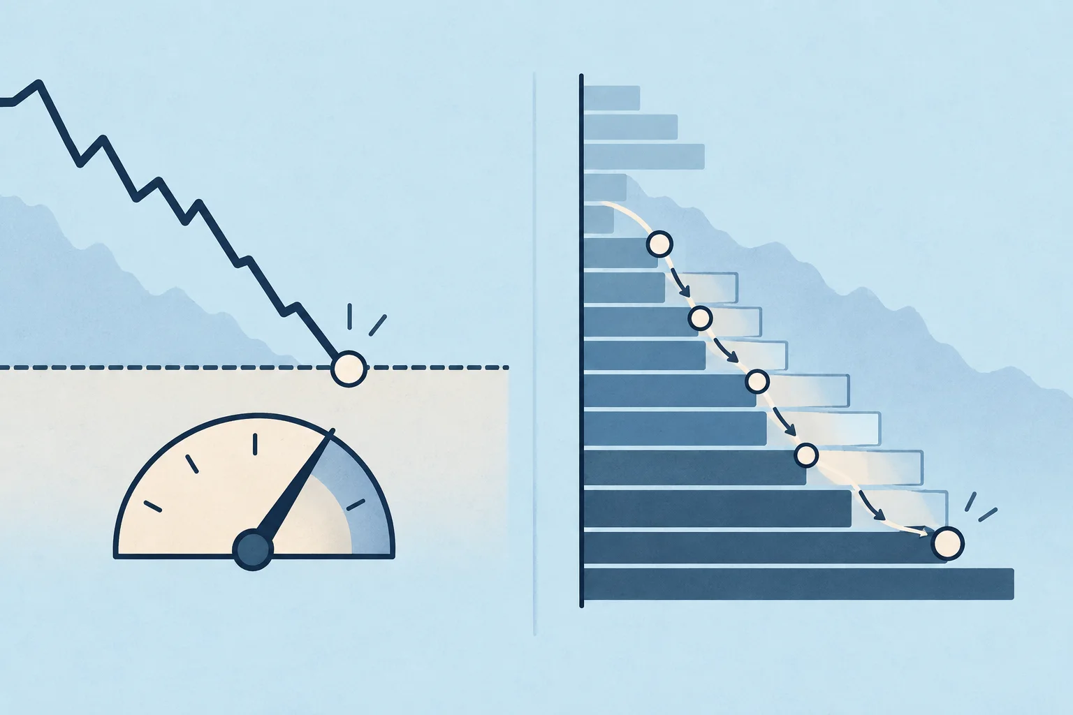 A reference price reaches a boundary as a market order moves through uneven order-book depth