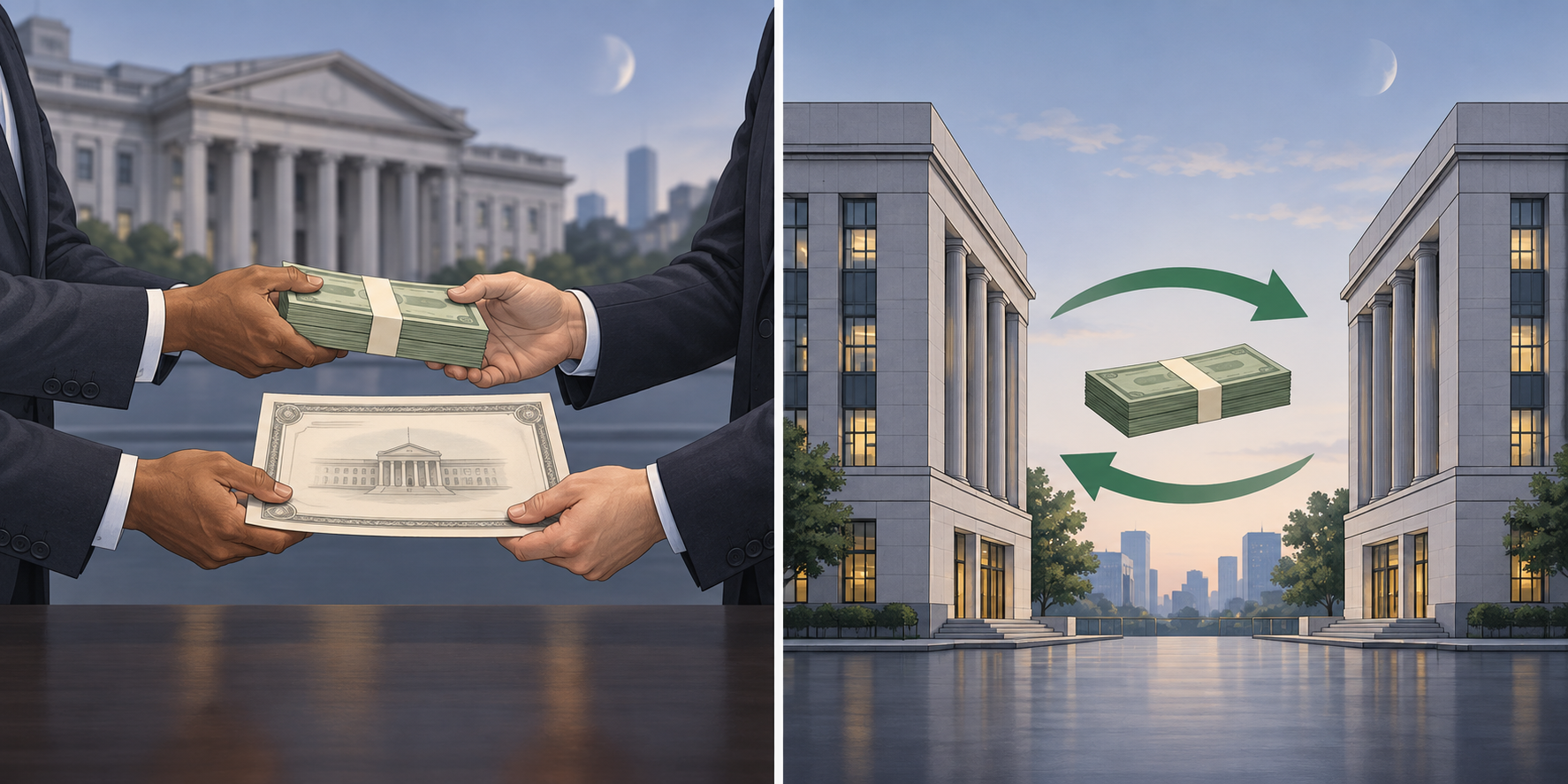 Treasury-secured overnight cash funding beside unsecured overnight cash between institutions