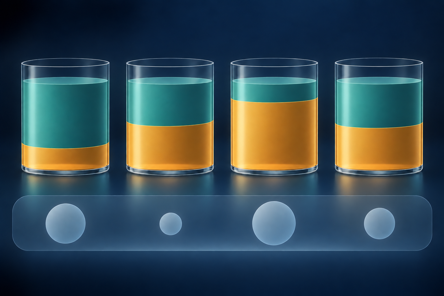 Four equal-volume buckets contain different estimated buy–sell splits; circles below suggest unsigned imbalance magnitudes.
